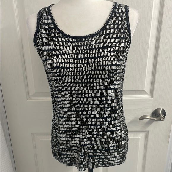 Sigrid Olsen Black & Cream Patterned Women's Top - Picture 1 of 9